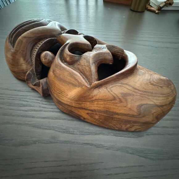 Rare Vintage Large Carved Solid Wood African Tribal Mask Wall Art Eclectic Decor - Picture 3 of 7